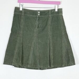 Athleta Womens Wherever Corduroy Skirt Size 6 Green Fit Flare Academia Fall